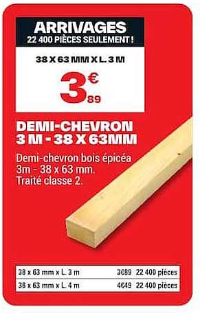 DEMI-CHEVRON 3 M - 38 X 63MM