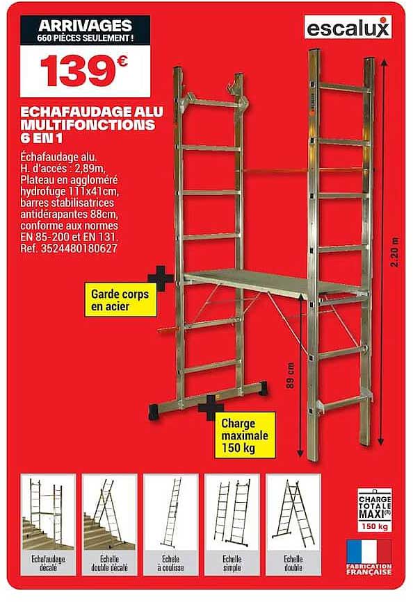 ECHAFAUDAGE ALU MULTIFONCTIONS 6 EN 1