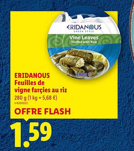 ERIDANOUS Feuilles de vigne farcies au riz