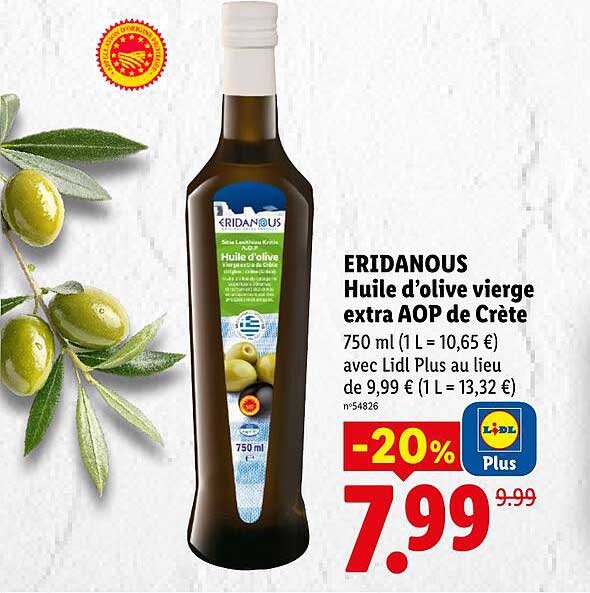 ERIDANOUS Huile d'olive vierge extra AOP de Crète 750 ml