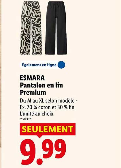 ESMARA Pantalon en lin Premium