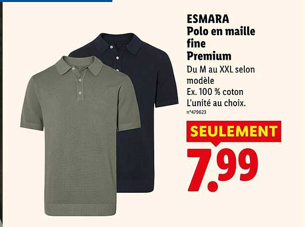ESMARA Polo en maille fine Premium