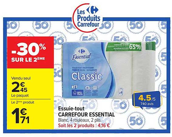 Essuie-tout CARREFOUR ESSENTIAL