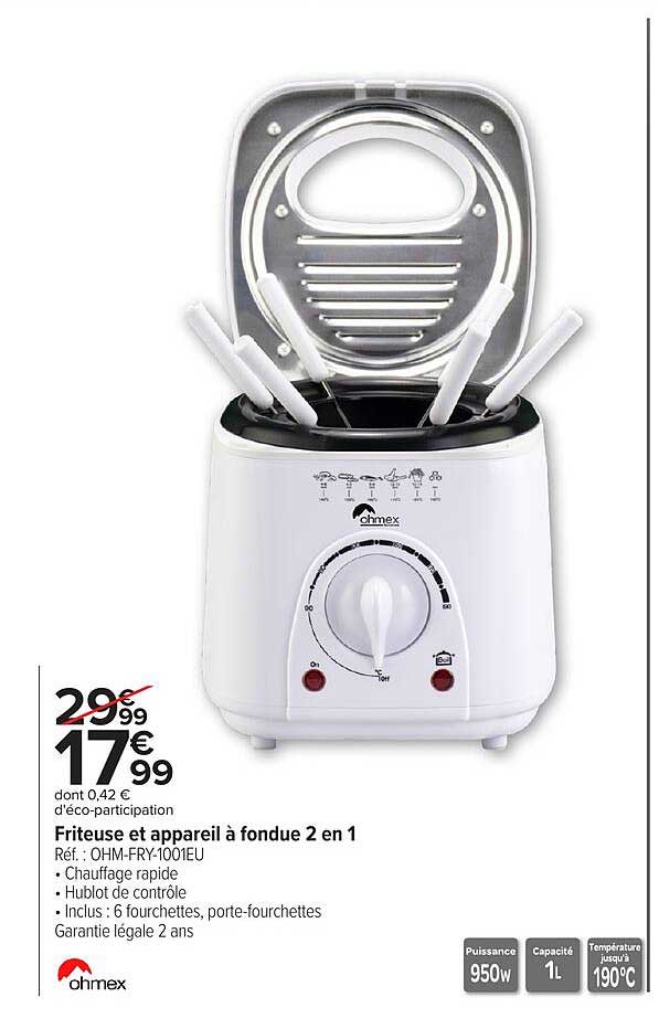Friteuse et appareil à fondue 2 en 1