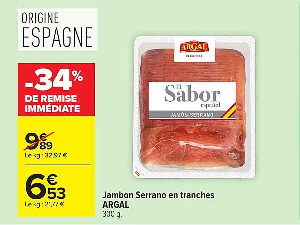 Jambon Serrano en tranches ARGAL