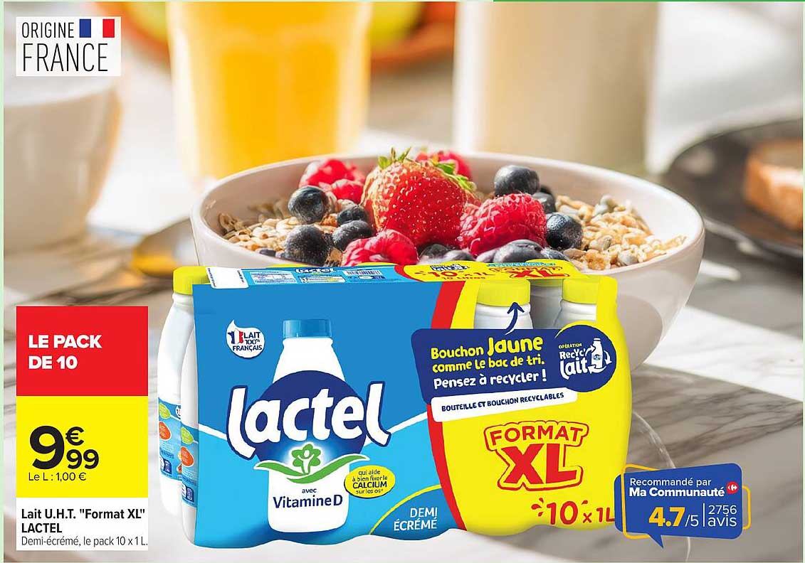 Lait U.H.T. "Format XL" LACTEL