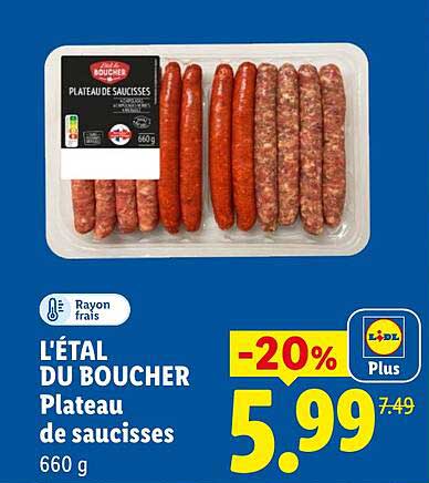 L'ÉTAL DU BOUCHER Plateau de saucisses 660 g