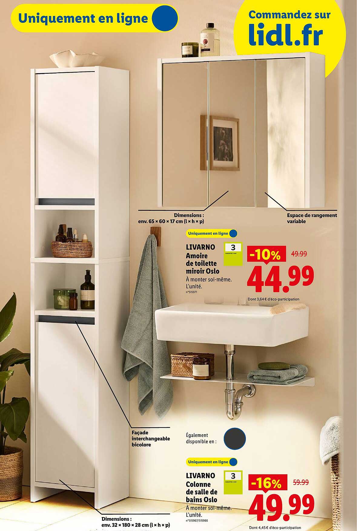 LIVARNO Armoire de toilette miroir Oslo
