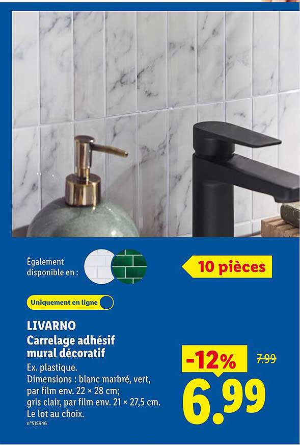 LIVARNO Carrelage adhésif mural décoratif