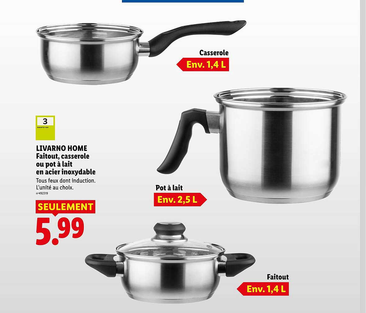 LIVARNO HOME Faitout, casserole ou pot à lait en acier inoxydable