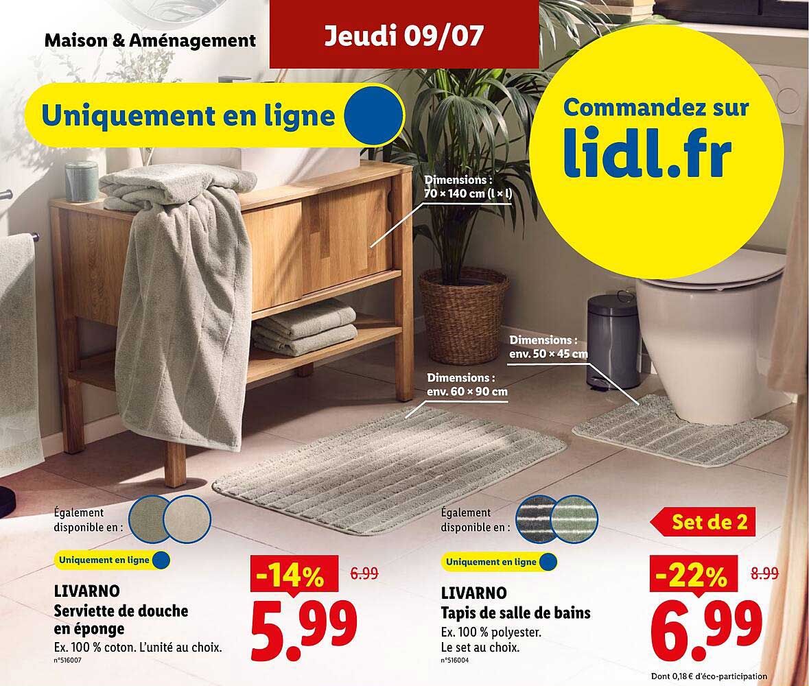 LIVARNO Serviette de douche en éponge