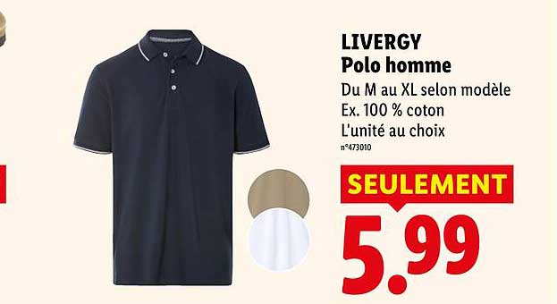 LIVERGY Polo homme