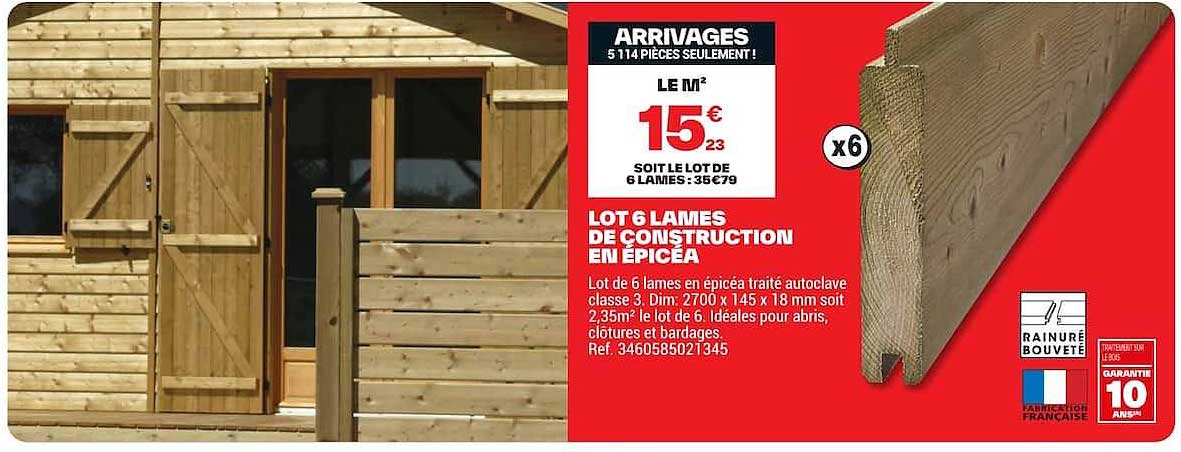 LOT 6 LAMES DE CONSTRUCTION EN EPICEA