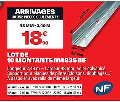 LOT DE 10 MONTANTS M4835 NF