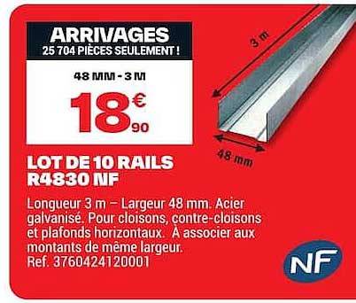LOT DE 10 RAILS R4830 NF