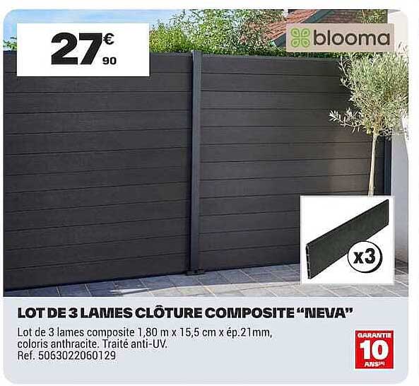 LOT DE 3 LAMES CLÔTURE COMPOSITE “NEVA”