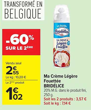 Ma Crème Légère Fouettée BRIDÉLICE