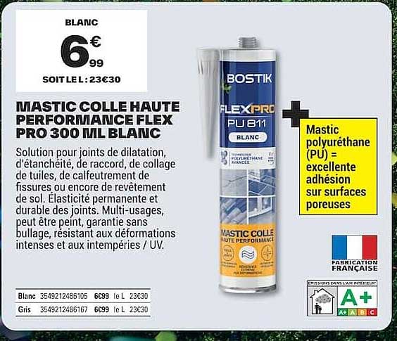 MASTIC COLLE HAUTE PERFORMANCE FLEX PRO 300 ML BLANC