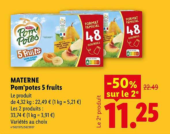 MATERNE Pom'potes 5 fruits
