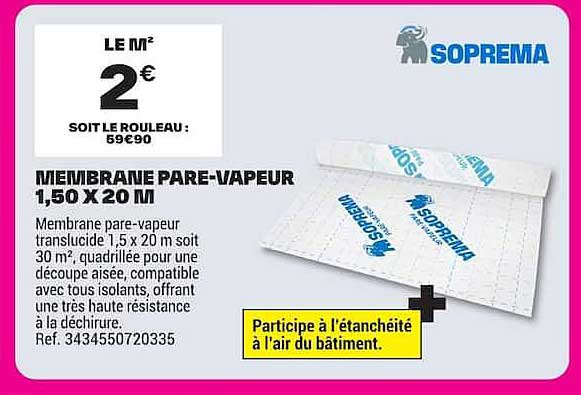 MEMBRANE PARE-VAPEUR 1,50 X 20 M