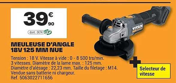 MEULEUSE D'ANGLE 18V 125 MM NUE
