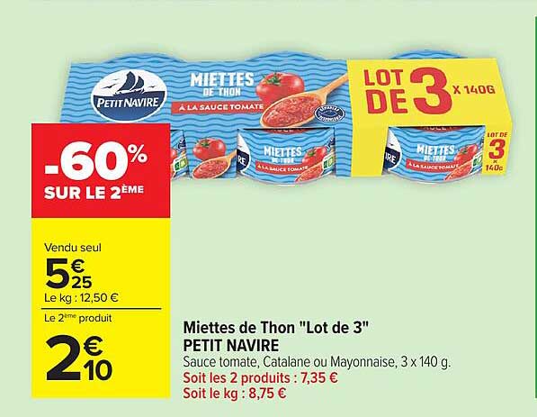 Miettes de Thon "Lot de 3" PETIT NAVIRE