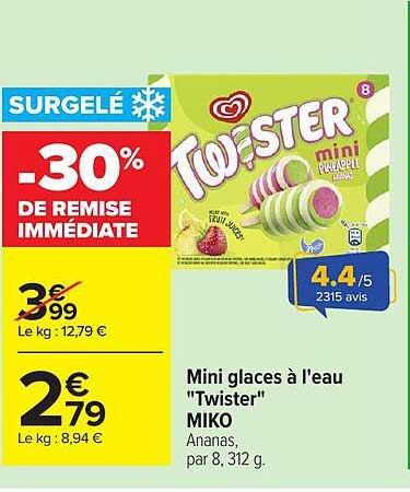 Mini glaces à l’eau "Twister" MIKO