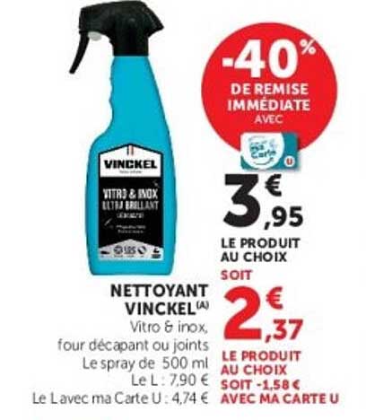 NETTOYANT VINCKEL(A) Vitro & inox, four décapant ou joints Le spray de 500 ml