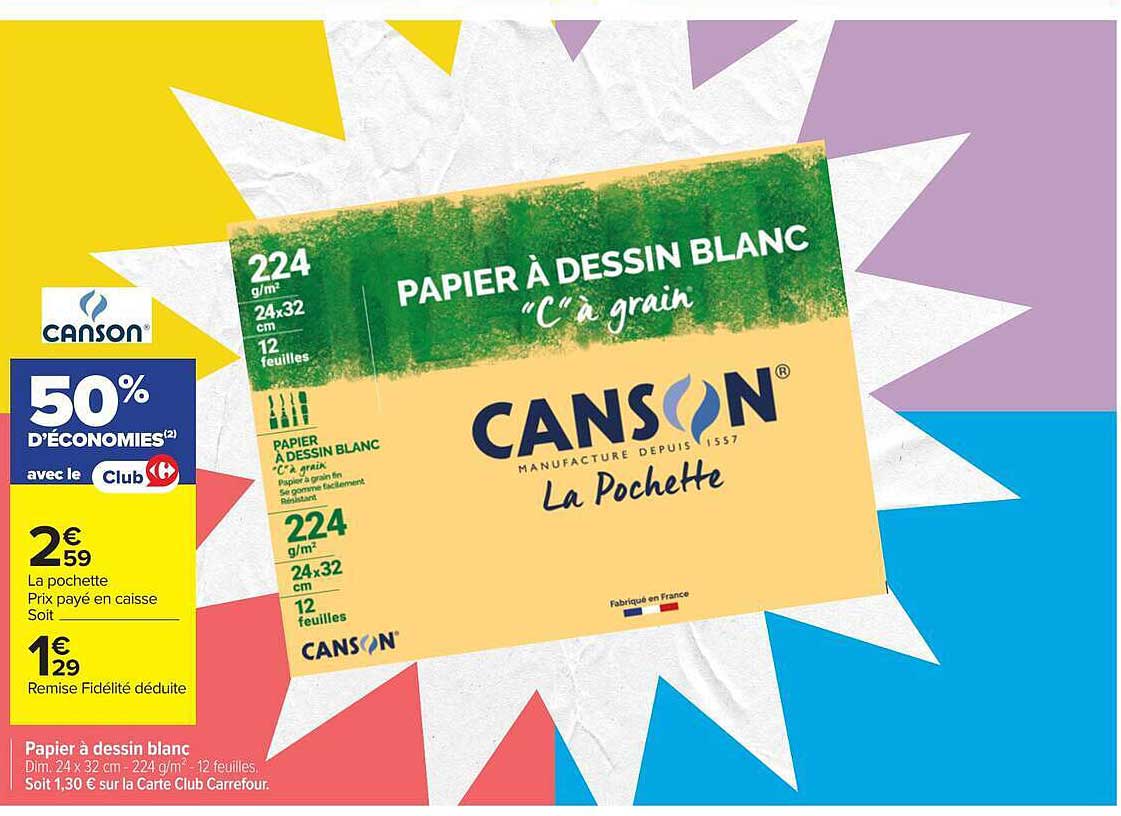 PAPIER À DESSIN BLANC “C” à grain