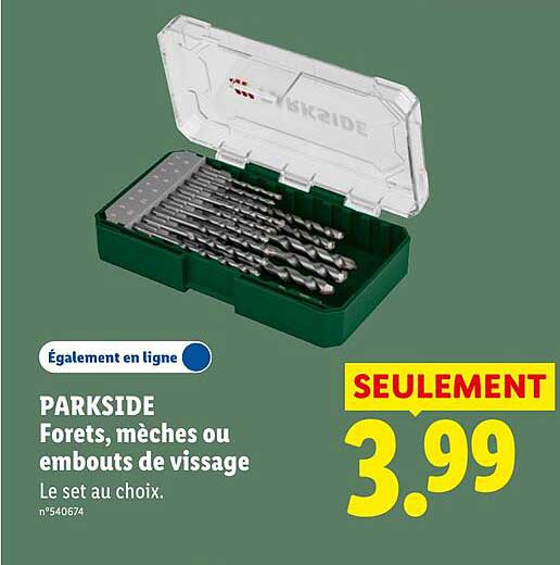 PARKSIDE Forets, mèches ou embouts de vissage