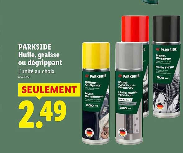 PARKSIDE Huile, graisse ou dégrippant