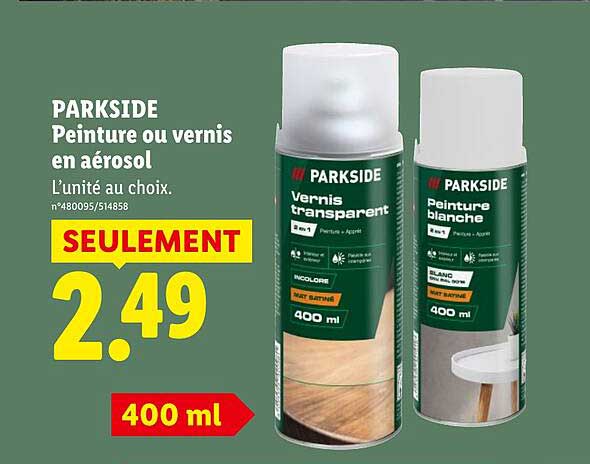 PARKSIDE Peinture ou vernis en aérosol