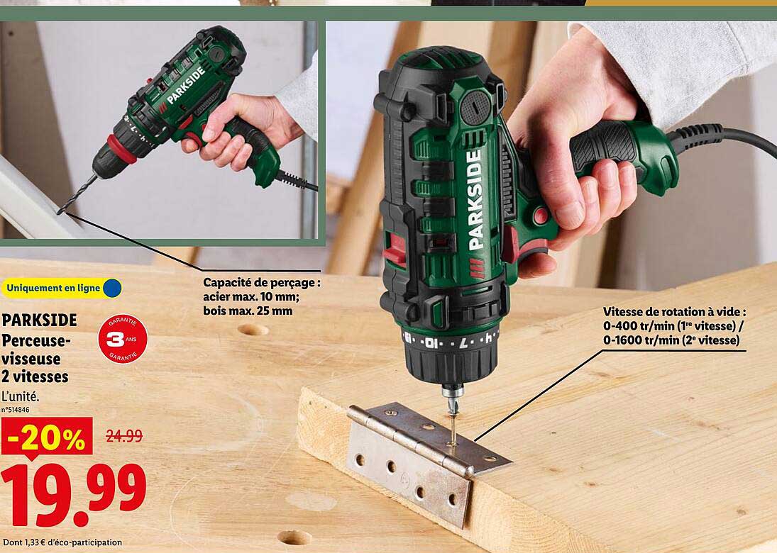 PARKSIDE Perceuse-visseuse 2 vitesses