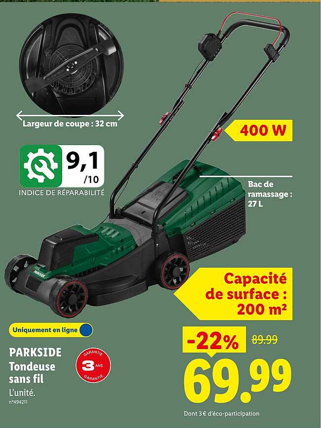 PARKSIDE Tondeuse sans fil