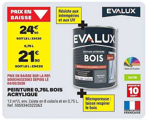 PEINTURE 0,75L BOIS ACRYLIQUE