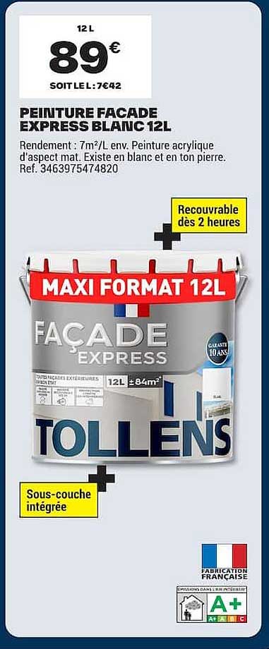 PEINTURE FACADE EXPRESS BLANC 12L
