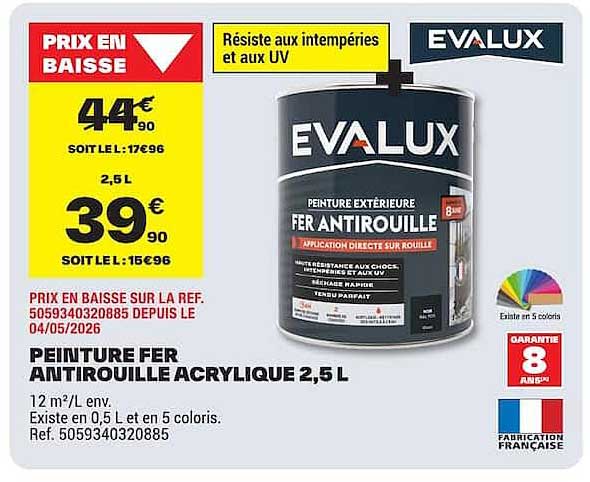 PEINTURE FER ANTIROUILLE ACRYLIQUE 2,5 L