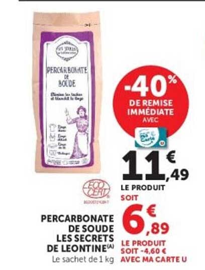 PERCARBONATE DE SOUDE LES SECRETS DE LEONTINE (A) Le sachet de 1 kg