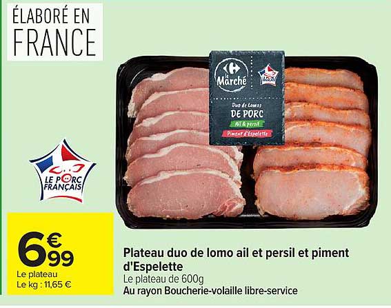 Plateau duo de lomo ail et persil et piment d'Espelette