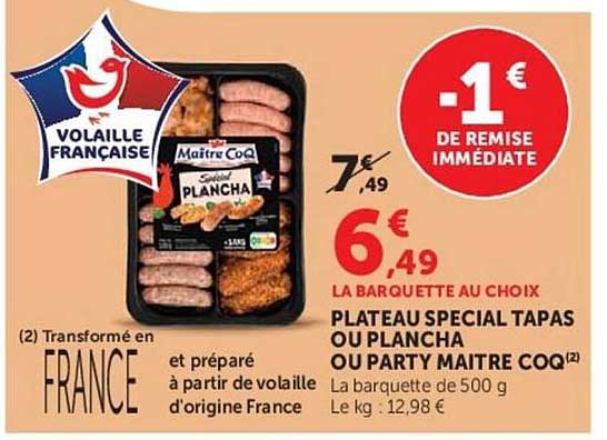 PLATEAU SPECIAL TAPAS OU PLANCHA OU PARTY MAITRE COQ