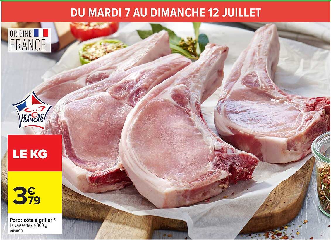 Porc : côte à griller (fr)