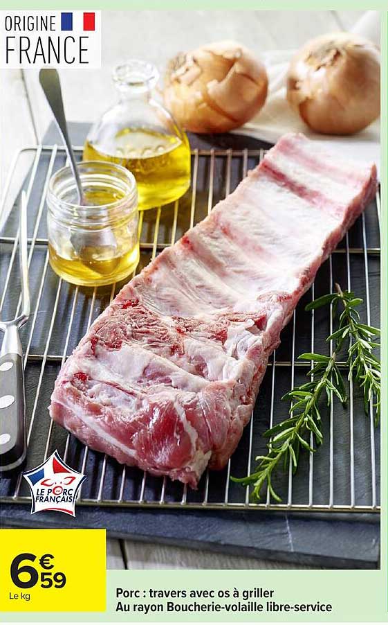 Porc : travers avec os à griller