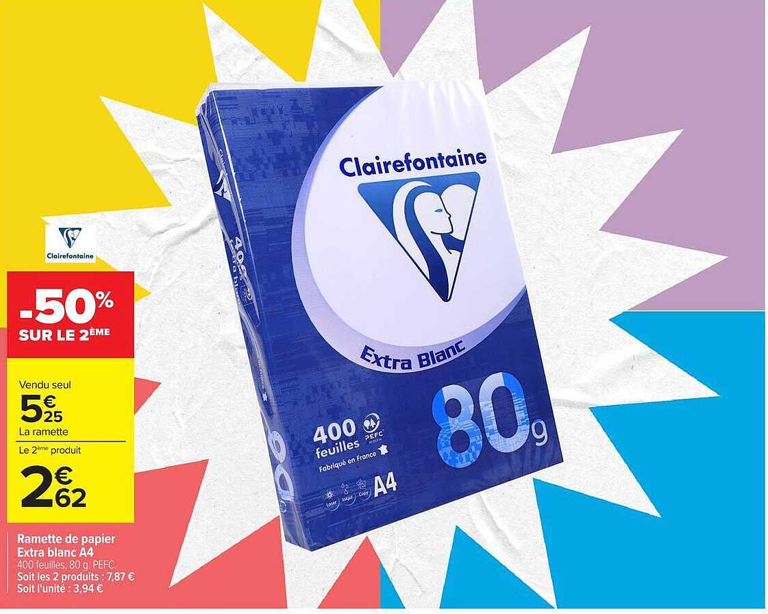 Ramette de papier Extra blanc A4 400 feuilles, 80 g PEFC