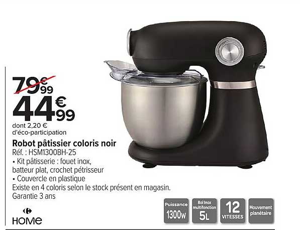 Robot pâtissier coloris noir