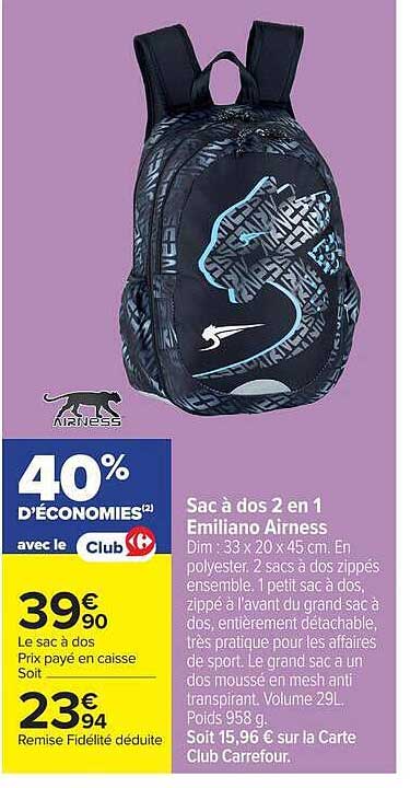 Sac à dos 2 en 1 Emiliano Airness