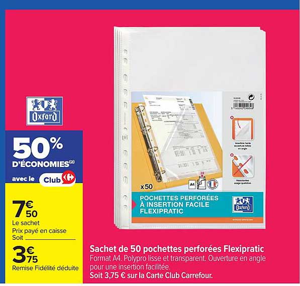 Sachet de 50 pochettes perforées Flexipatic
