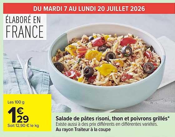 Salade de pâtes risoni, thon et poivrons grillés*