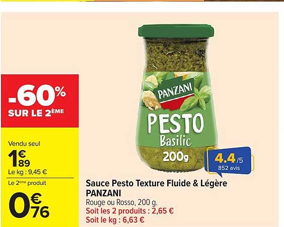 Sauce Pesto Texture Fluide & Légère PANZANI