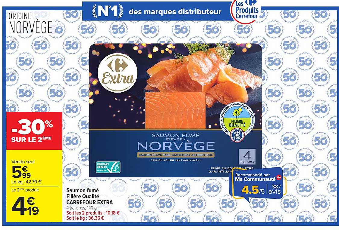 Saumon fumé Filière Qualité CARREFOUR EXTRA