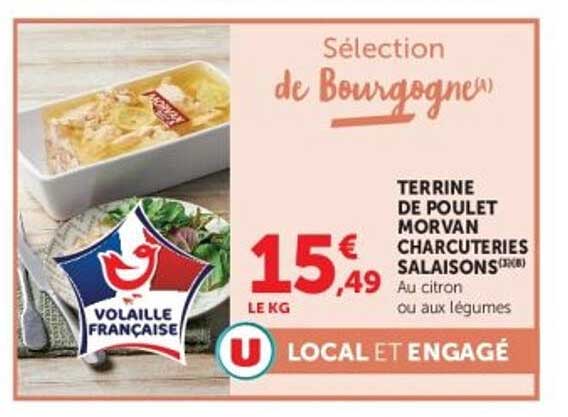 Sélection de Bourgogne Terrine de poulet Morvan charcuteries salaisons Au citron ou aux légumes